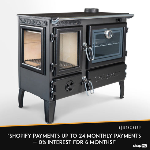 Stove 214-3D, Multifunctional Wood Burning Stove for Cooking Baking Oven Winter Heating Fire Pit High Efficiency Large Iron Stove Rustic Retro