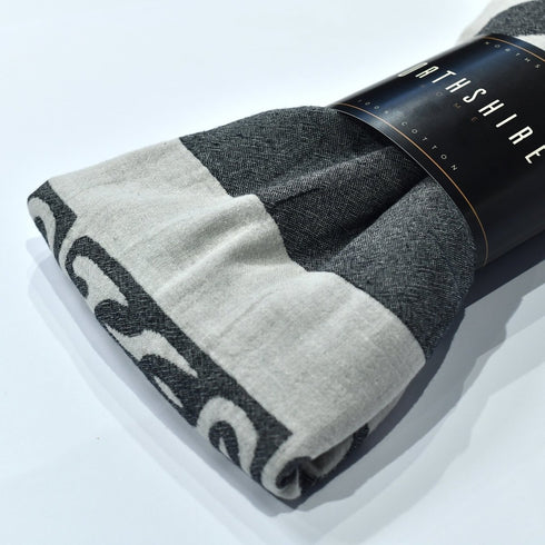 Amara Turkish Towel with African Geometric Traditional Print Grey Peshtamal Big Bath Body Hair Wrap Absorbent Towel Newlywed Gift Idea