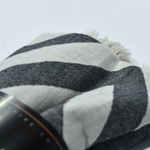 Amara Turkish Towel with African Geometric Traditional Print Grey Peshtamal Big Bath Body Hair Wrap Absorbent Towel Newlywed Gift Idea