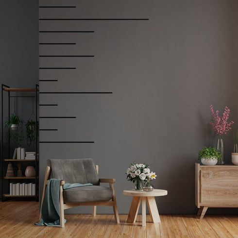 Stripes Metal Wall Art Geometric Contemporary Black Lines Minimalist Monochrome Modern Creative Dining Room Decoration